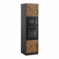 Einbaugeräteschrank 60 x 60 x 200 cm Schwarz/Eichenoptik