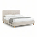Polsterbettgestell Beige 160 x 200 cm mit gepolstertem Kopfteil