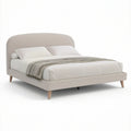 Polsterbett 160 x 200 cm mit abgerundetem Kopfteil, Polyesterbezug Beige/Natur