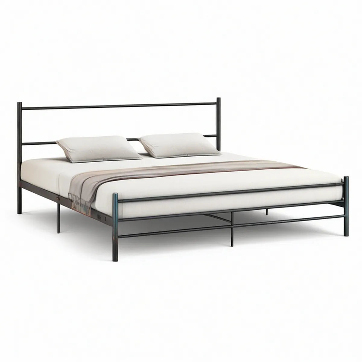 Metallbettgestell Schwarz 160 x 200 cm mit hohem Kopfteil