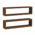 2er-Set Wandregale aus MDF in Nussbaumoptik, 60 x 15 x 15 cm, Dunkelbraun