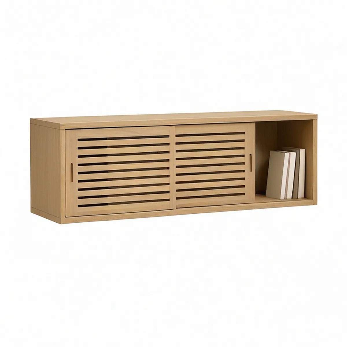 TV-Lowboard aus massivem Bambus, Natur, 120 x 40 x 60 cm, mit Schiebetüren