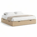 Stauraumbett 160 x 200 cm mit 6 Schubladen, MDF in heller Eichenoptik