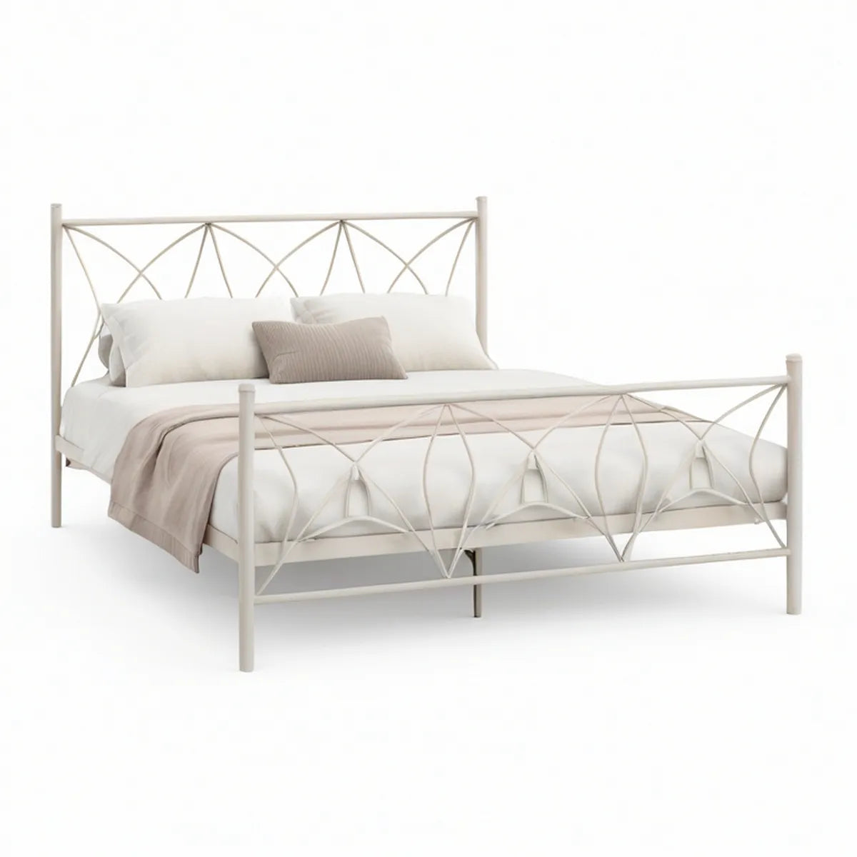 Metall-Doppelbett 160 x 200 cm mit Kopf- und Fussteil, Weiss