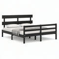 Doppelbett-Rahmen aus Kiefernholz, Schwarz, 160 x 200 cm