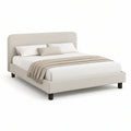 Gepolstertes Doppelbett 180 x 200 cm aus Polyester, Creme/Schwarz